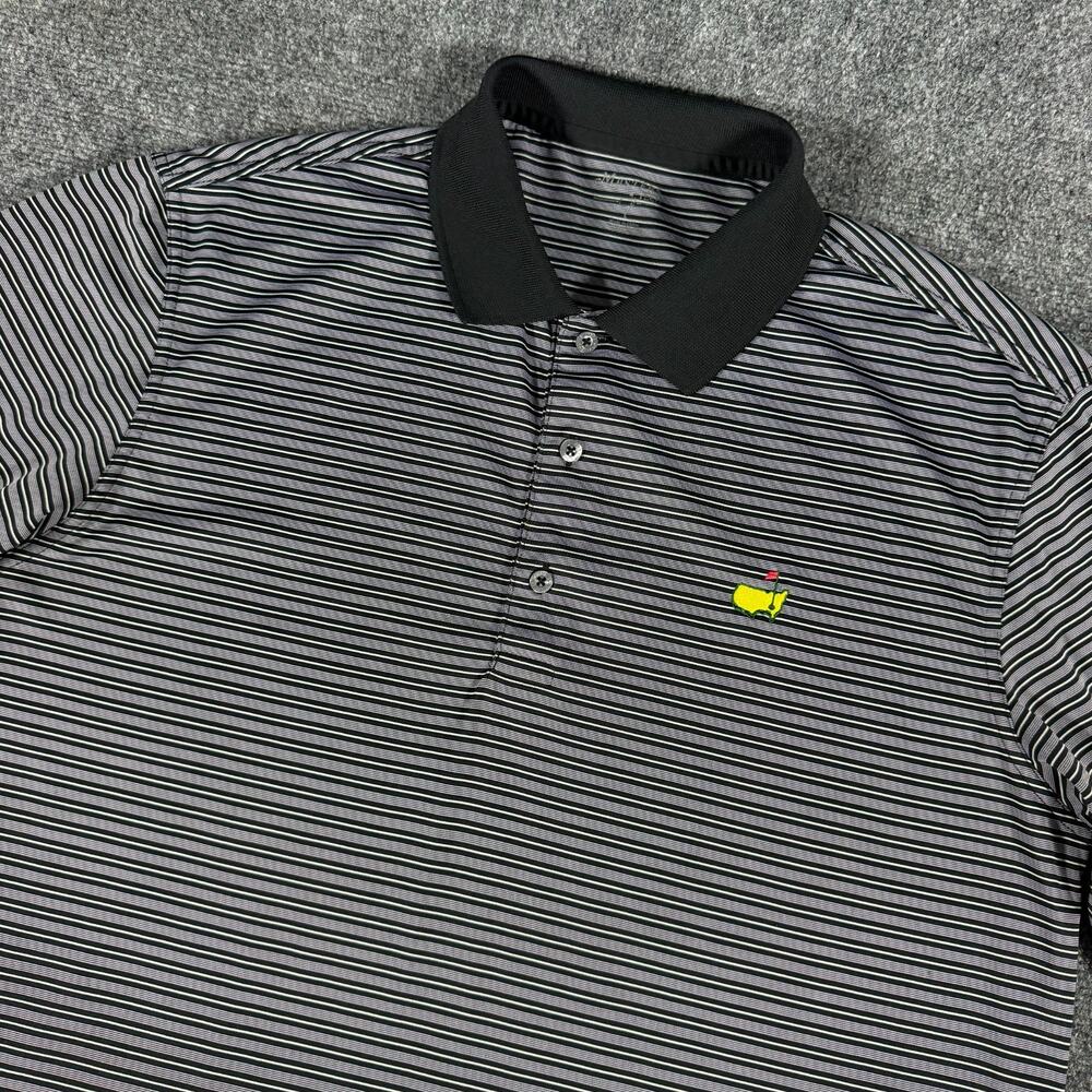 Masters Collection Tech Polo Shirt SZ L Gray Black Stripe Augusta National Golf